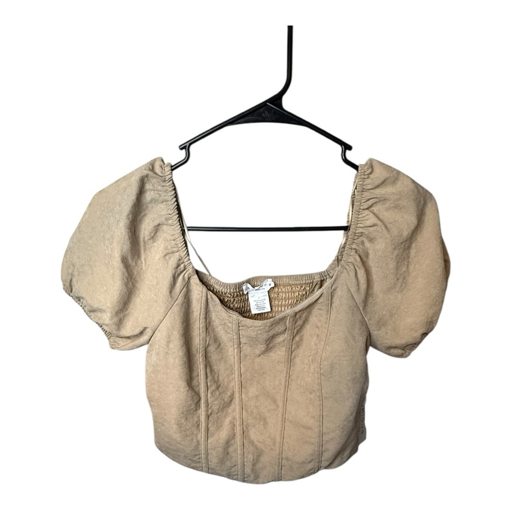 NWT Kirious LA ChicTan Puff Sleeve Crop Top chic size S
